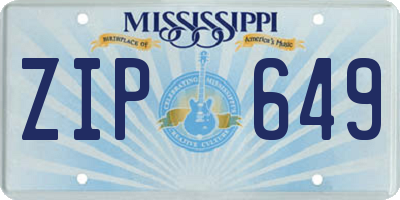 MS license plate ZIP649