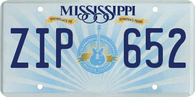 MS license plate ZIP652