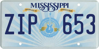 MS license plate ZIP653