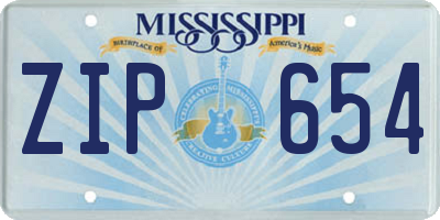 MS license plate ZIP654