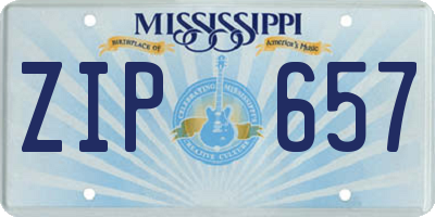 MS license plate ZIP657