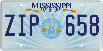 MS license plate ZIP658