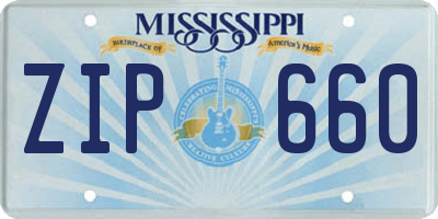 MS license plate ZIP660