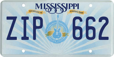 MS license plate ZIP662