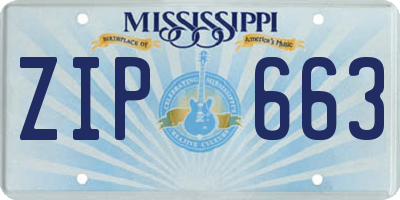 MS license plate ZIP663