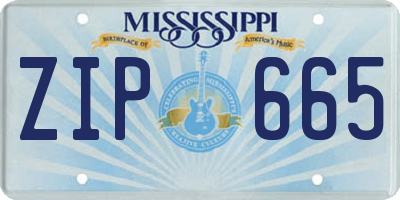 MS license plate ZIP665