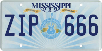 MS license plate ZIP666