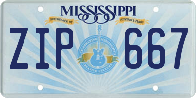MS license plate ZIP667