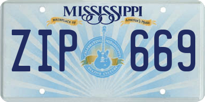 MS license plate ZIP669