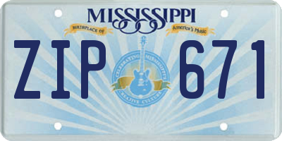 MS license plate ZIP671