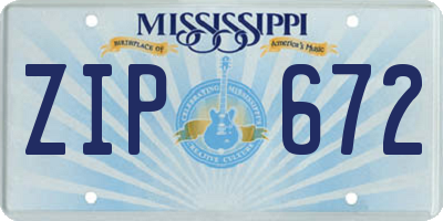 MS license plate ZIP672