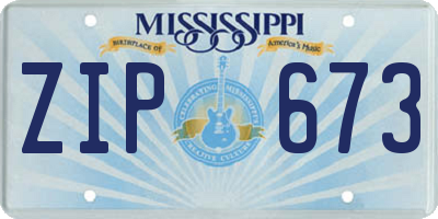 MS license plate ZIP673
