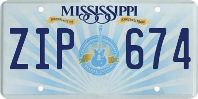 MS license plate ZIP674