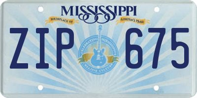 MS license plate ZIP675
