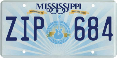 MS license plate ZIP684