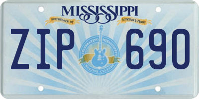 MS license plate ZIP690