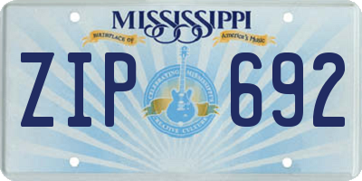 MS license plate ZIP692