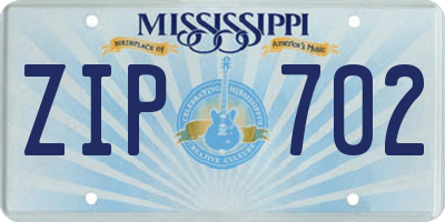 MS license plate ZIP702