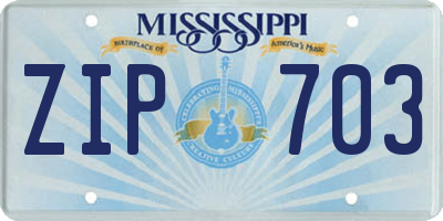 MS license plate ZIP703