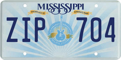 MS license plate ZIP704