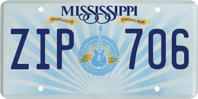 MS license plate ZIP706