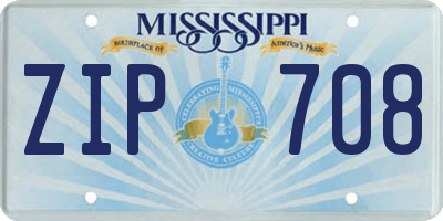 MS license plate ZIP708