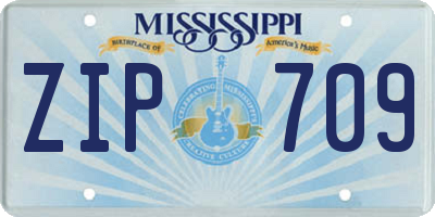 MS license plate ZIP709