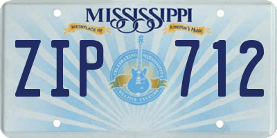 MS license plate ZIP712