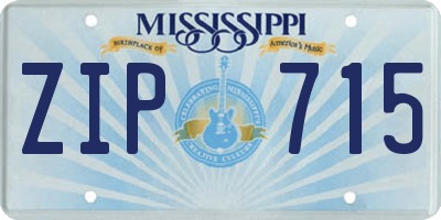 MS license plate ZIP715