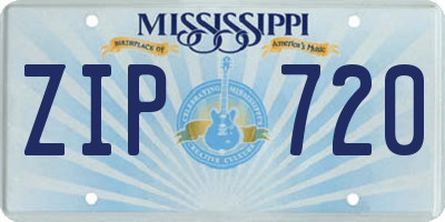 MS license plate ZIP720