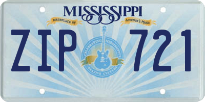 MS license plate ZIP721
