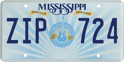 MS license plate ZIP724