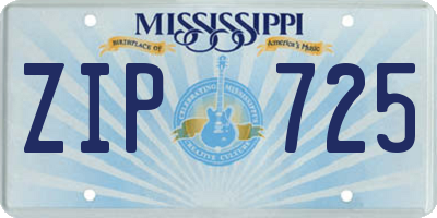 MS license plate ZIP725