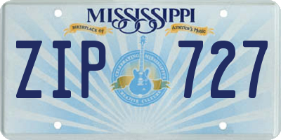 MS license plate ZIP727