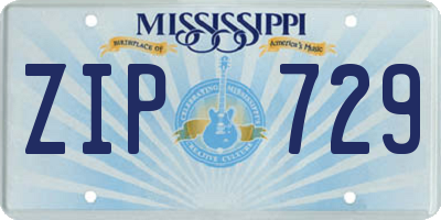 MS license plate ZIP729