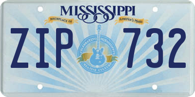 MS license plate ZIP732