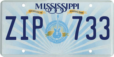 MS license plate ZIP733