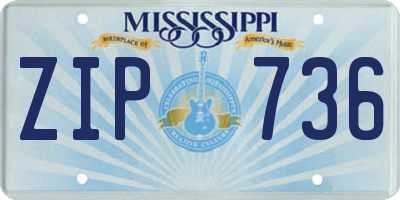 MS license plate ZIP736