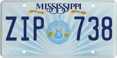 MS license plate ZIP738