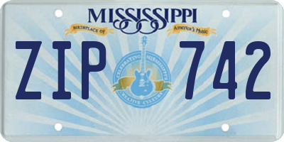 MS license plate ZIP742