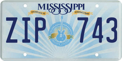 MS license plate ZIP743