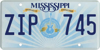 MS license plate ZIP745