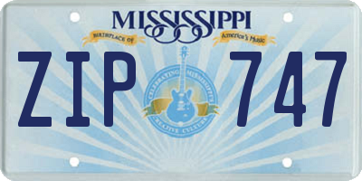 MS license plate ZIP747