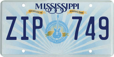 MS license plate ZIP749