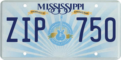 MS license plate ZIP750