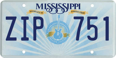 MS license plate ZIP751