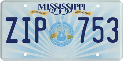 MS license plate ZIP753