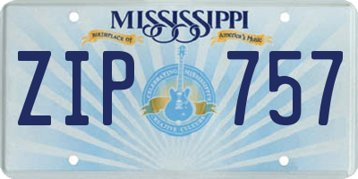 MS license plate ZIP757