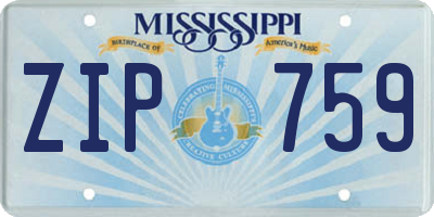 MS license plate ZIP759