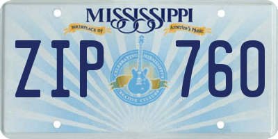 MS license plate ZIP760
